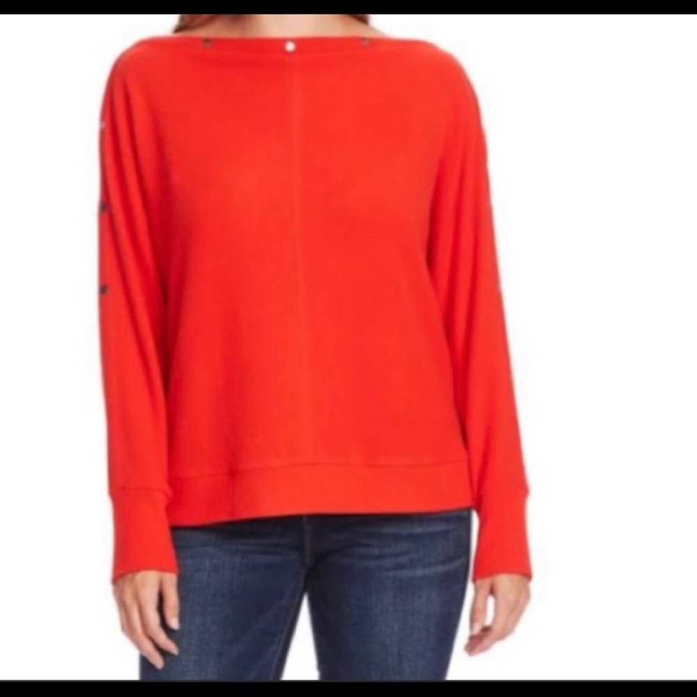 Vince camuto snap sleeve red tulip sweater - Picture 5 of 5